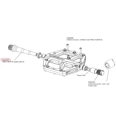 Náhradní díl LOOK Right + left FLAT pedals axles kit