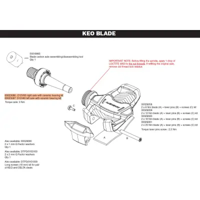 Náhradní osa LOOK Titan Keo Blade Ceramic ložiska