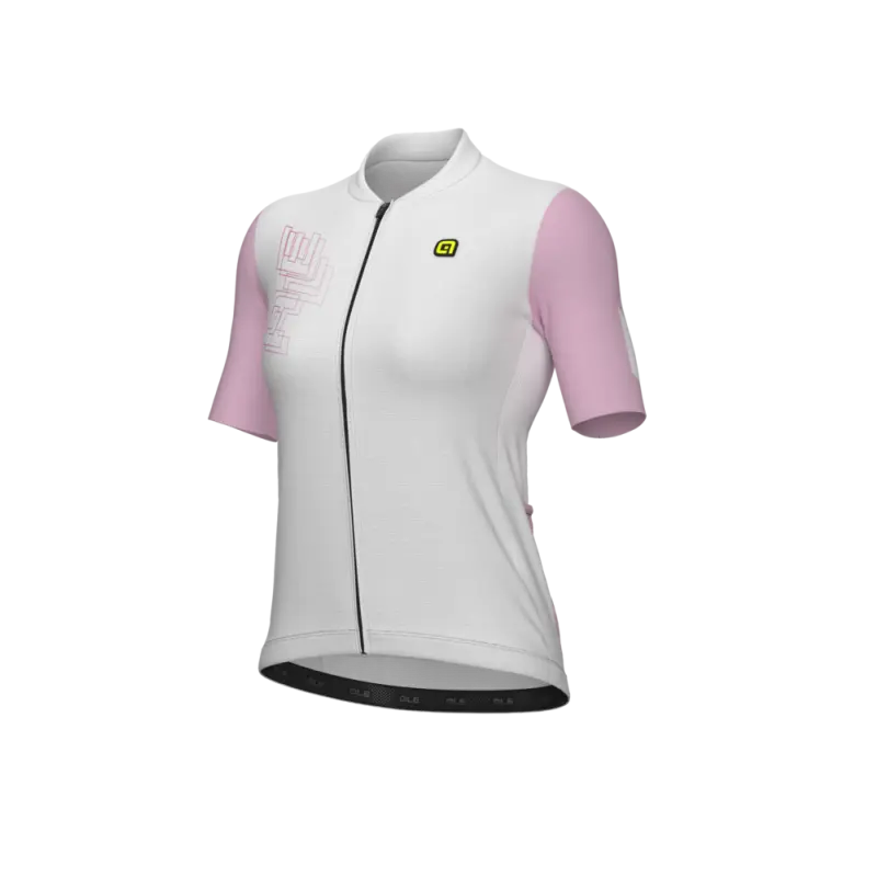 Letný cyklistický dres Alé Cycling Follow Me PR-E dámsky biely/ružový