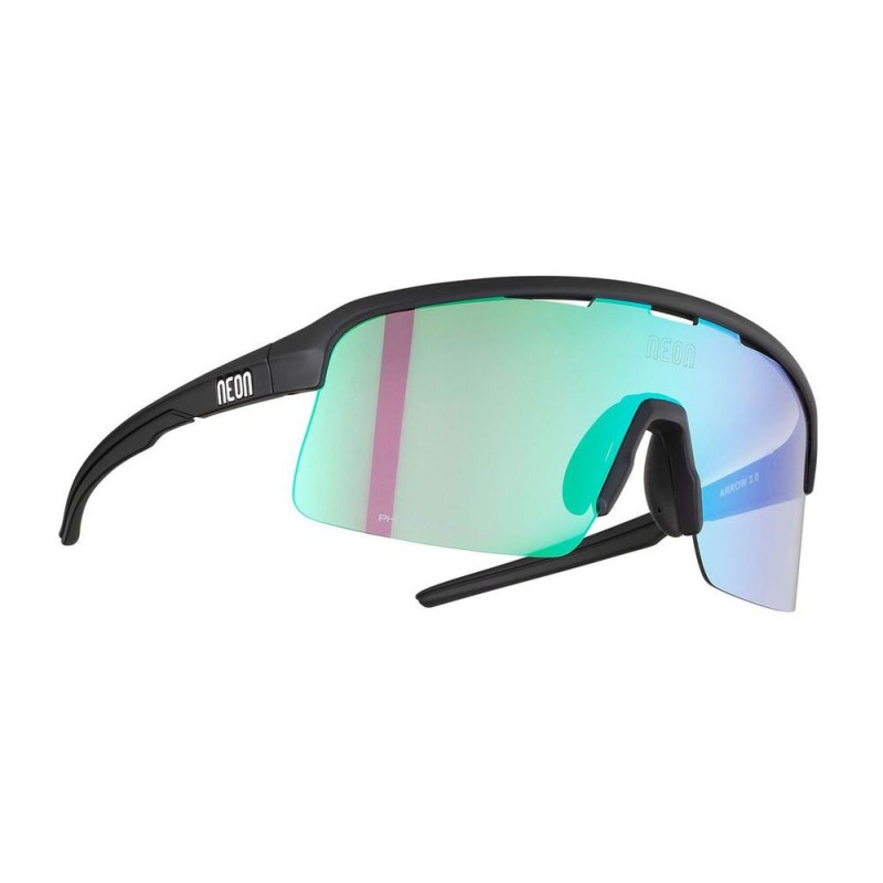 Cyklistické okuliare Neon Optic Arrow 2.0 Black Matt Phototronic Plus Green Cat. 1-3 čierne/zelené