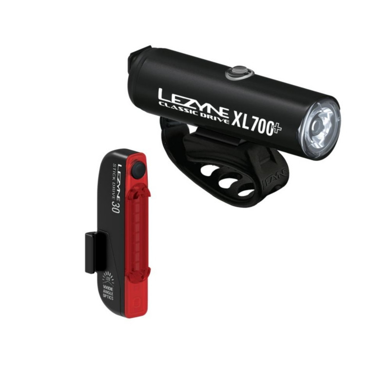 Cyklistické svetlo Lezyne Classic Drive XL 700+ / Stick Drive Pair Satin Black