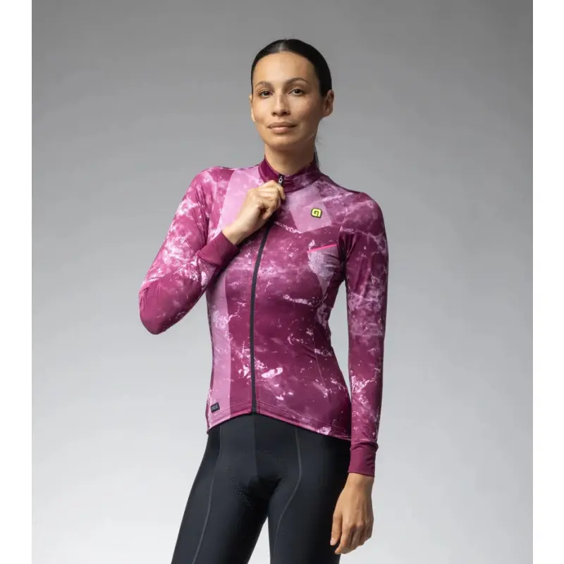 Zateplený cyklistický dres dámský Alé Cycling PR-E Icy bordó