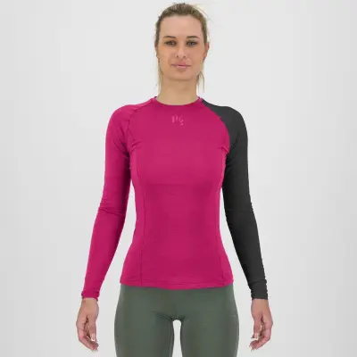 Outdoorové tričko dámske Karpos Dinamico Merino 130 s dlhým rukávom Pink/Black ružové