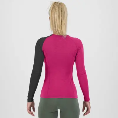 Outdoorové tričko dámske Karpos Dinamico Merino 130 s dlhým rukávom Pink/Black ružové
