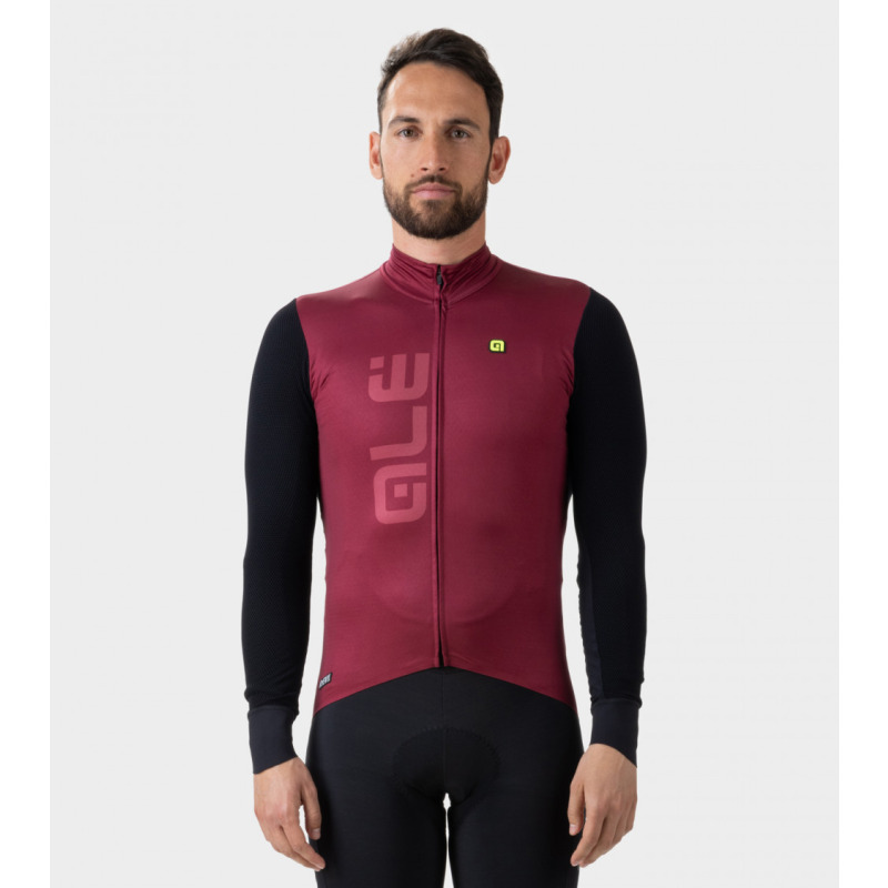 Zateplený cyklistický dres pánský Alé Cycling Quick R-EV1 bordó