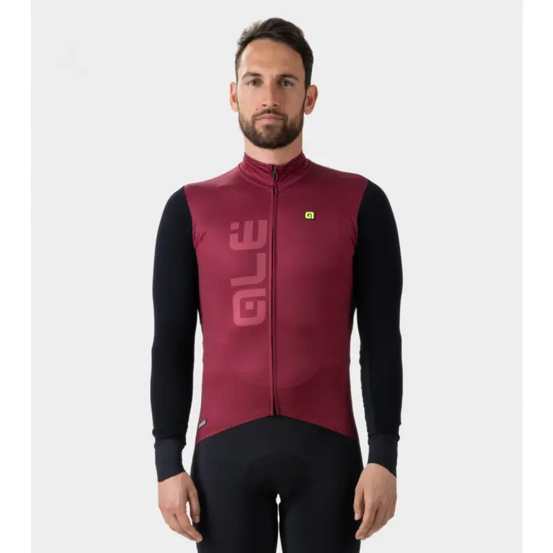 Zateplený cyklistický dres pánský Alé Cycling Quick R-EV1 bordó