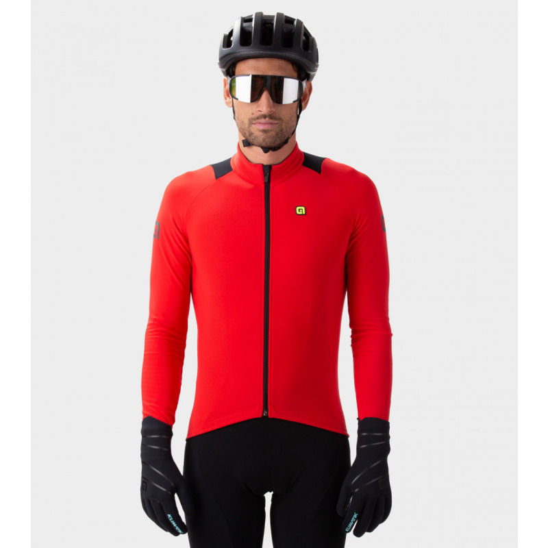 Zateplený zimní cyklistický dres pánský Alé Cycling K-IDRO Klimatik červený