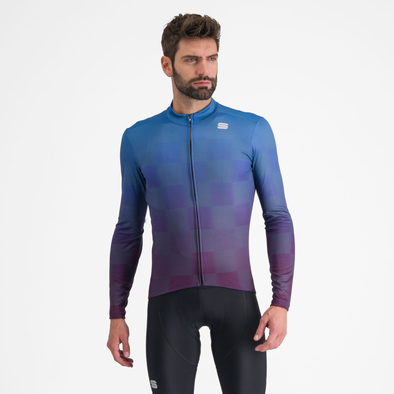 Zateplený cyklistický dres pánský Sportful Rocket Thermal modrý/fialový
