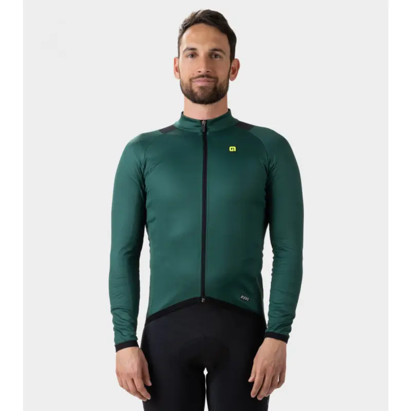 Zateplený cyklistický dres pánský Alé Cycling Thermal R-EV1 zelený