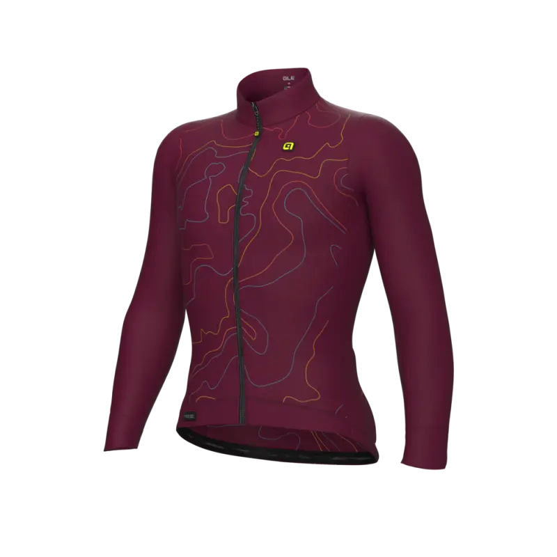 Zateplený cyklistický dres pánský Alé Cycling Top PR-E bordó
