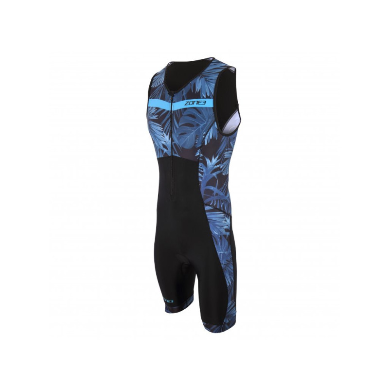 Triatlonová kombinéza pánská Trisuit Zone 3 Activate+ Tropical Palm Sleeveless modrá