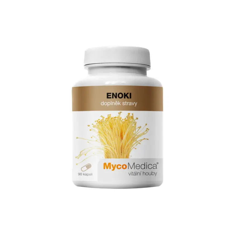 Vitálne huby Enoki MycoMedica v optimálnej koncentrácii 30 % 90 kapsúl