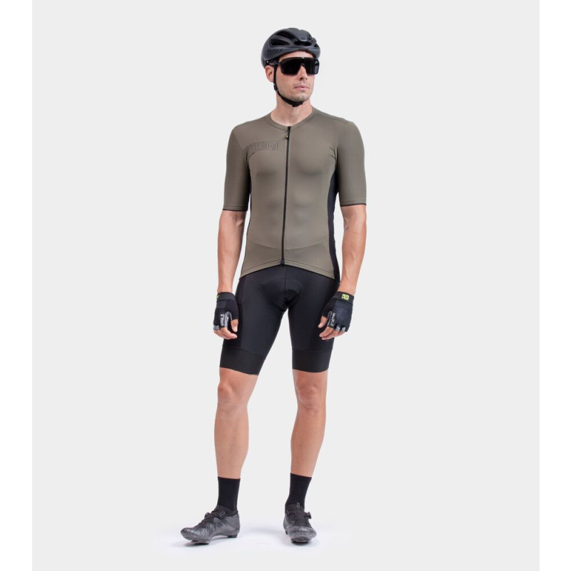 Letný cyklistický pánsky dres Alé Cycling Solid Color Block hnedý