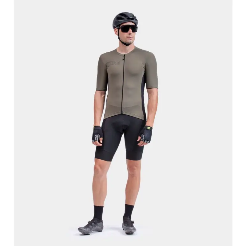 Letný cyklistický pánsky dres Alé Cycling Solid Color Block hnedý