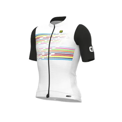 Letný cyklistický dres pánsky Alé Cycling PR-S Logo biely/čierny