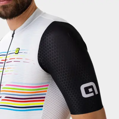 Letný cyklistický dres pánsky Alé Cycling PR-S Logo biely detail