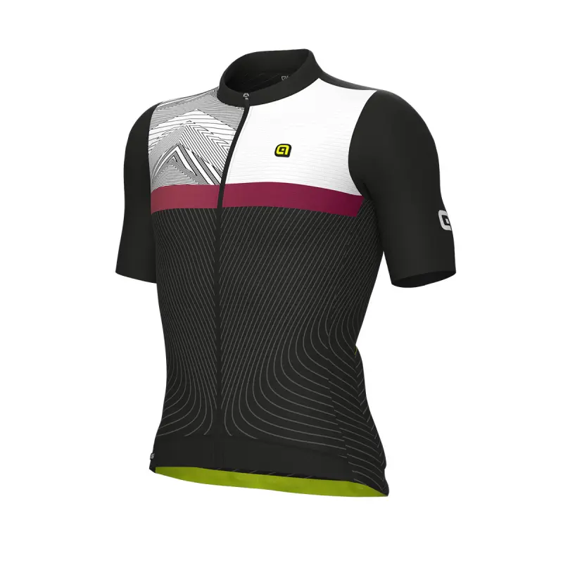 Letný cyklistický pánsky dres Alé Cycling PR-S Zig Zag čierny