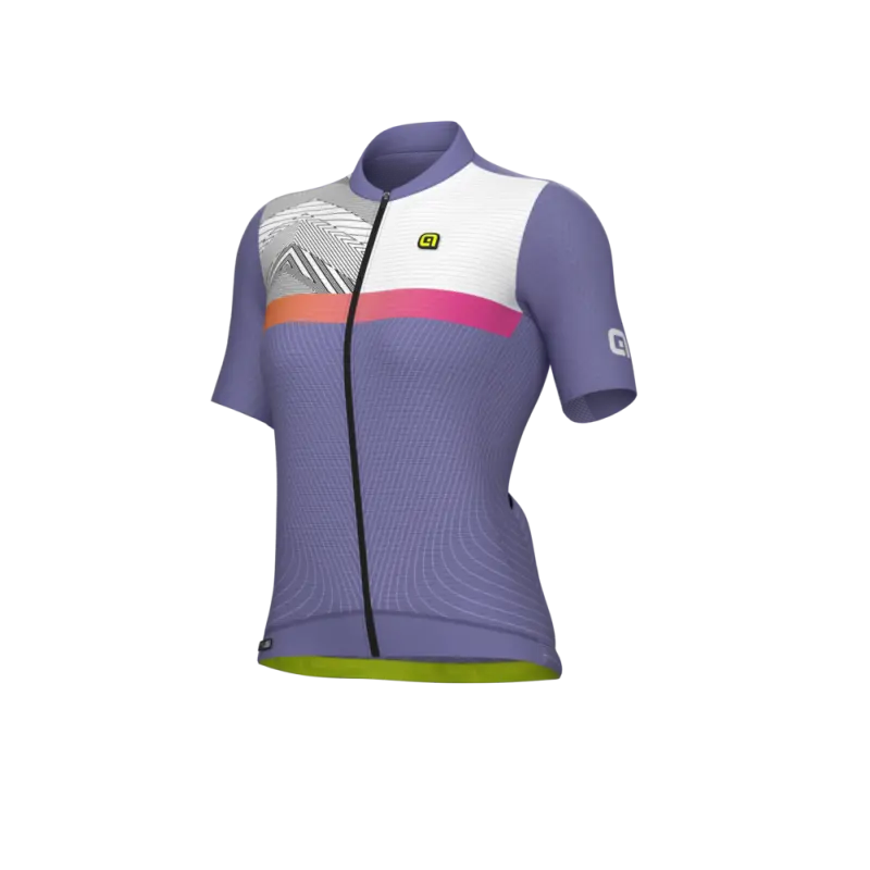 Letný cyklistický dámsky dres Alé Cycling PR-S Zig Zag fialový