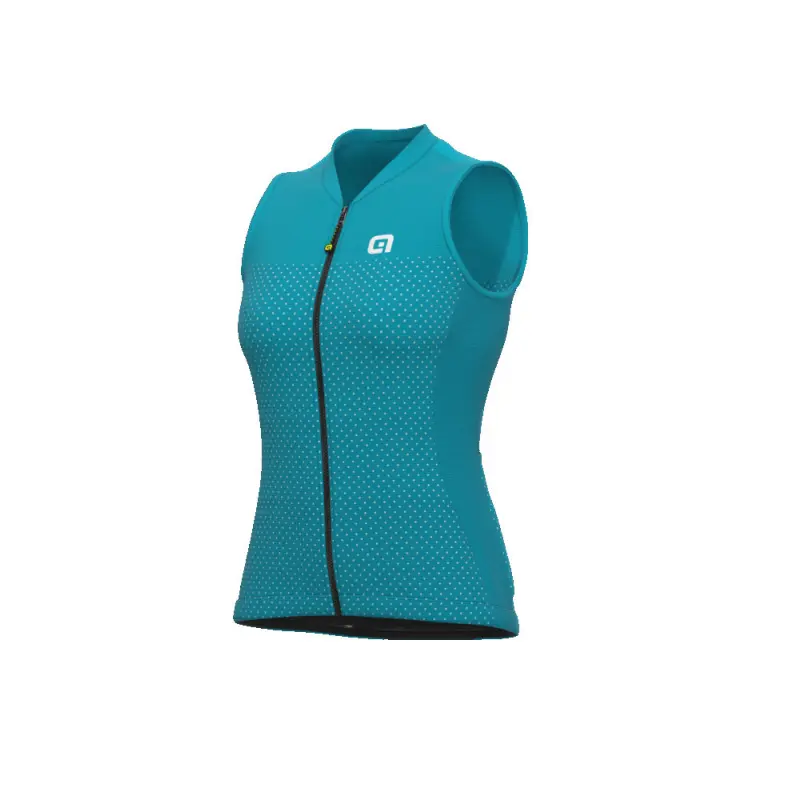 Letní cyklistický dámský dres bez rukávů Ale Cycling Solid Level Lady tyrkysový