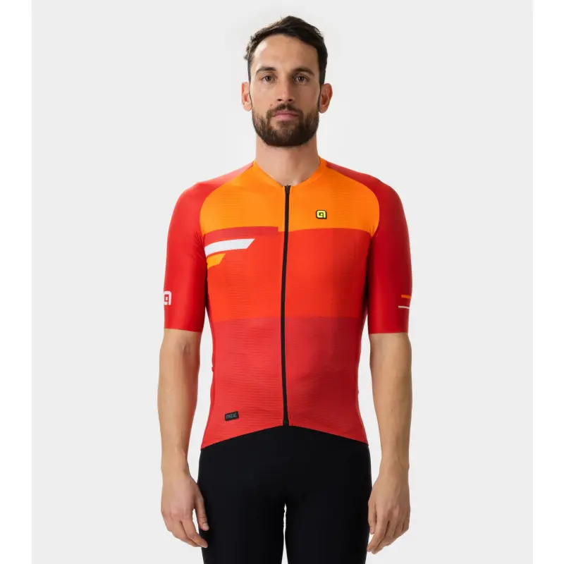 Letný cyklistický pánsky dres Alé Cycling Radar PR-E oranžový/červený