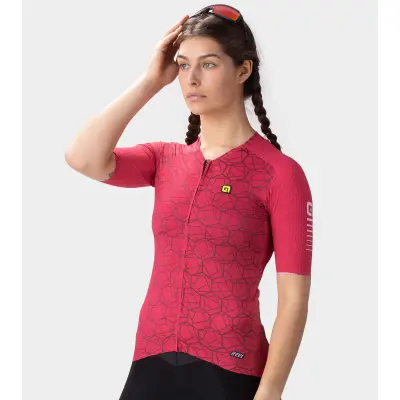 Letný dámsky cyklistický dres Alé Cycling R-EV1 Velocity Lady bordový