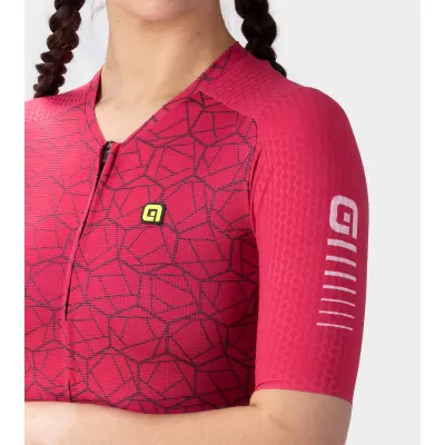 Letný dámsky cyklistický dres Alé Cycling R-EV1 Velocity Lady bordový