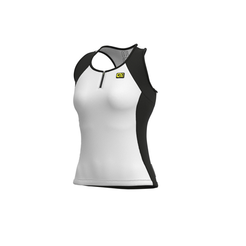 Letní cyklistický dámský dres bez rukávů Alé Solid Color Block Lady bíly