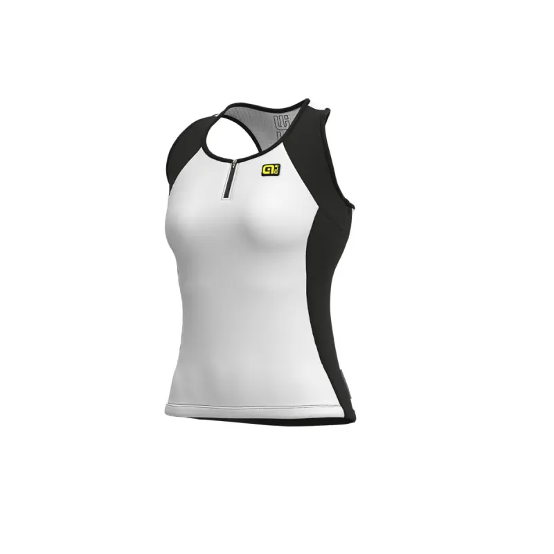 Letní cyklistický dámský dres bez rukávů Alé Solid Color Block Lady bíly