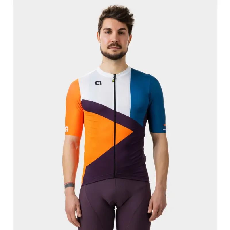 Férfi nyári kerékpáros mez Alé Cycling Solid Next fehér/kék/narancssárga