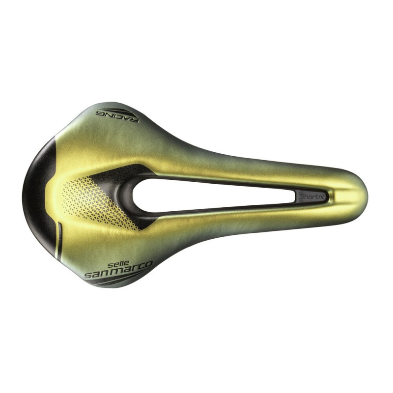Cyklistické sedlo Selle SanMarco Shortfit 2.0 Open-Fit Racing Wide Iridescent Gold