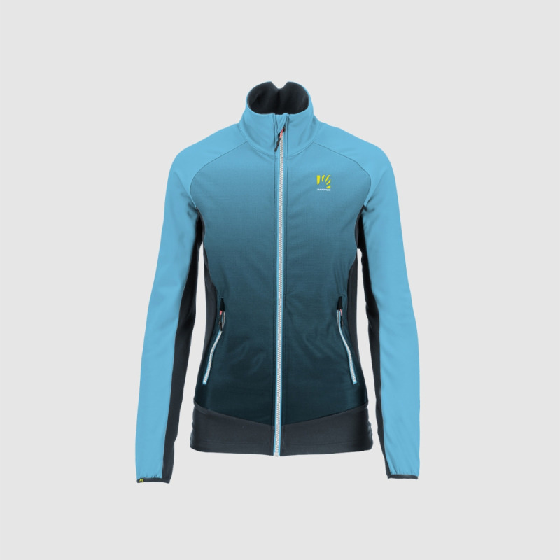 Outdoorová fleecová bunda dámska Karpos Croderes bridlicová/tyrkysová