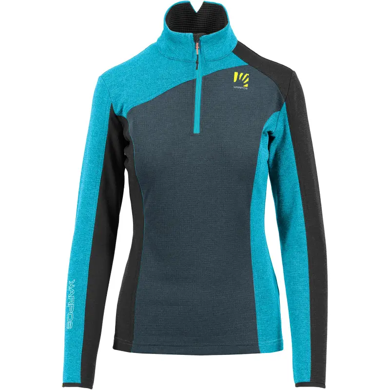 Outdoorová flíska dámska Karpos Federa Half-Zip sivá/tyrkysová/čierna