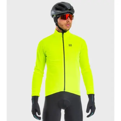 Alé Cycling cyklistická vodeodolná bunda Klimatik Guscio Racing pánska žltá