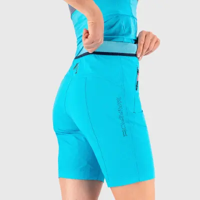 Tyrkysové/tmavomodré krátke letné outdoorové  nohavice dámske Karpos Tre Cime 