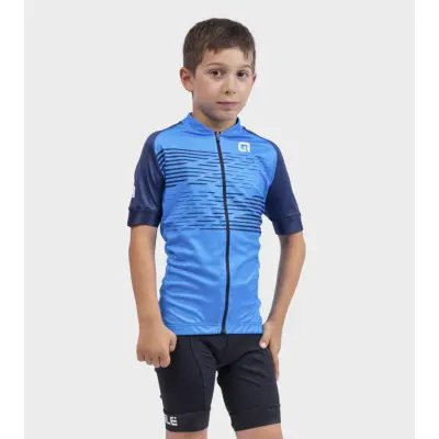 Letný cyklistický dres detský Alé Kids Logo modrý