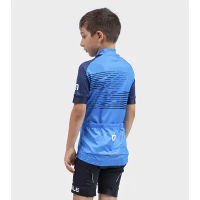 Letný cyklistický dres detský Alé Kids Logo modrý