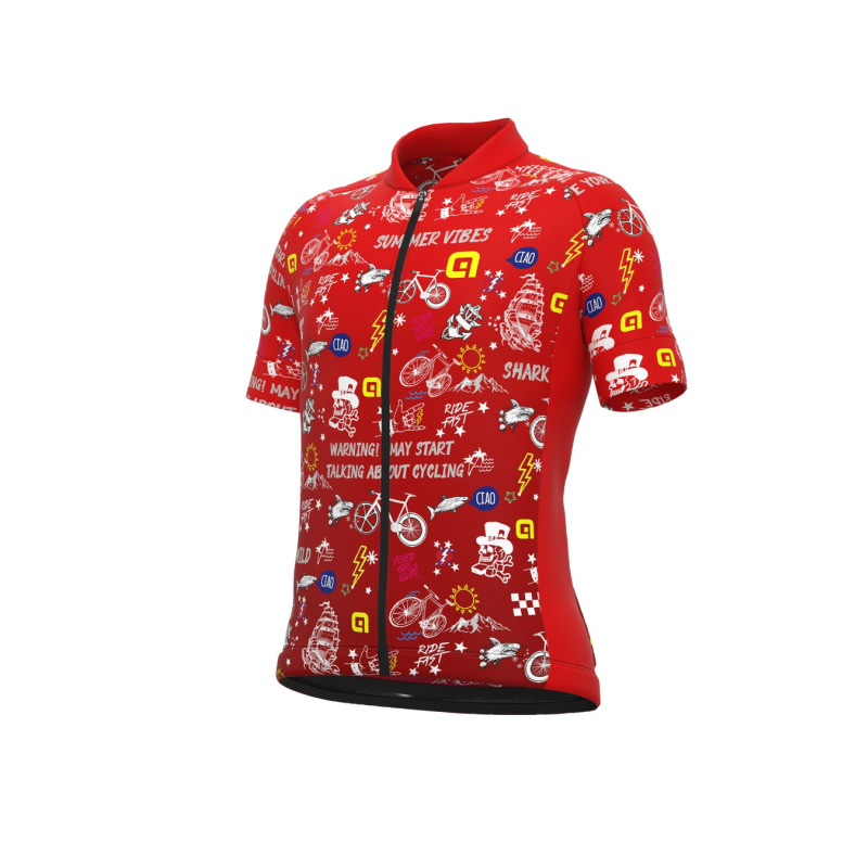 Letní cyklistický dres dětský Alé Cycling Kids Vibes červený