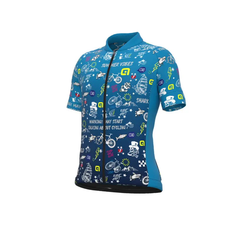 Letní cyklistický dres dětský Alé Cyling Kids Vibes modrý