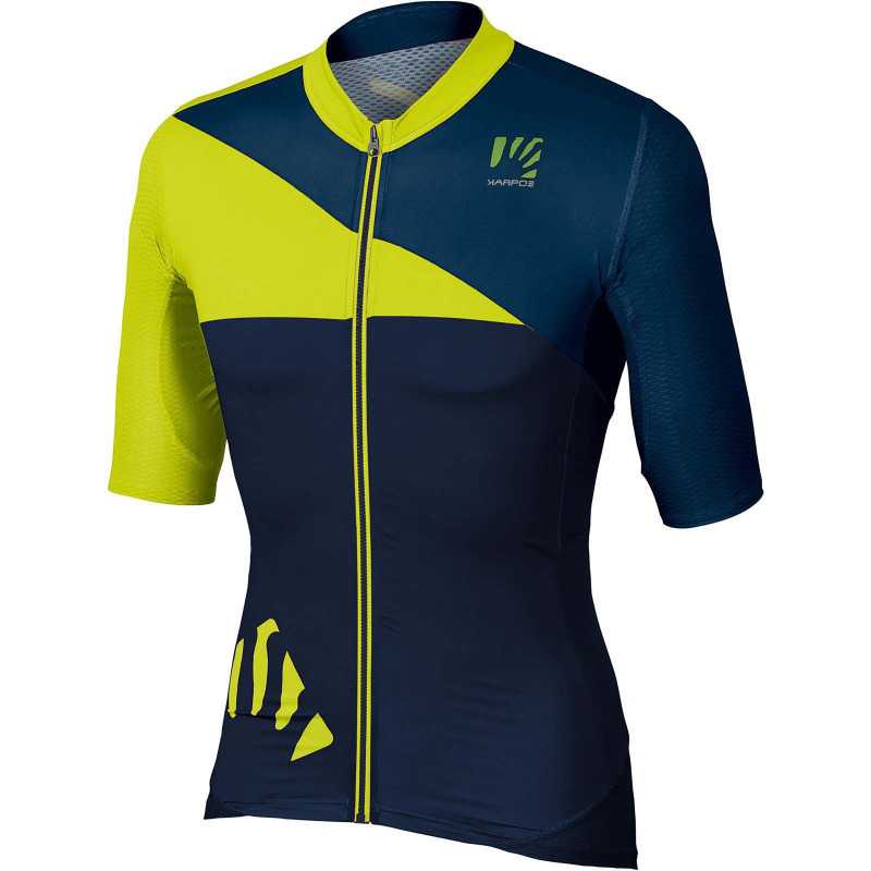 Letní cyklistický dres pánský Karpos VERVE tmavomodrý/žlutý