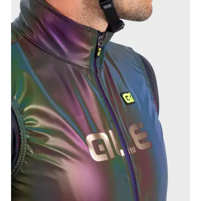 Vetru a vodeodolná cyklistická vesta pánska ALÉ GUSCIO IRIDESCENT REFLECTIVE