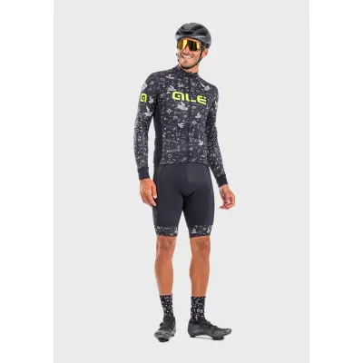 Zateplený cyklistický dres pánsky ALÉ GRAPHICS PRR VERSILIA WINTER čierny