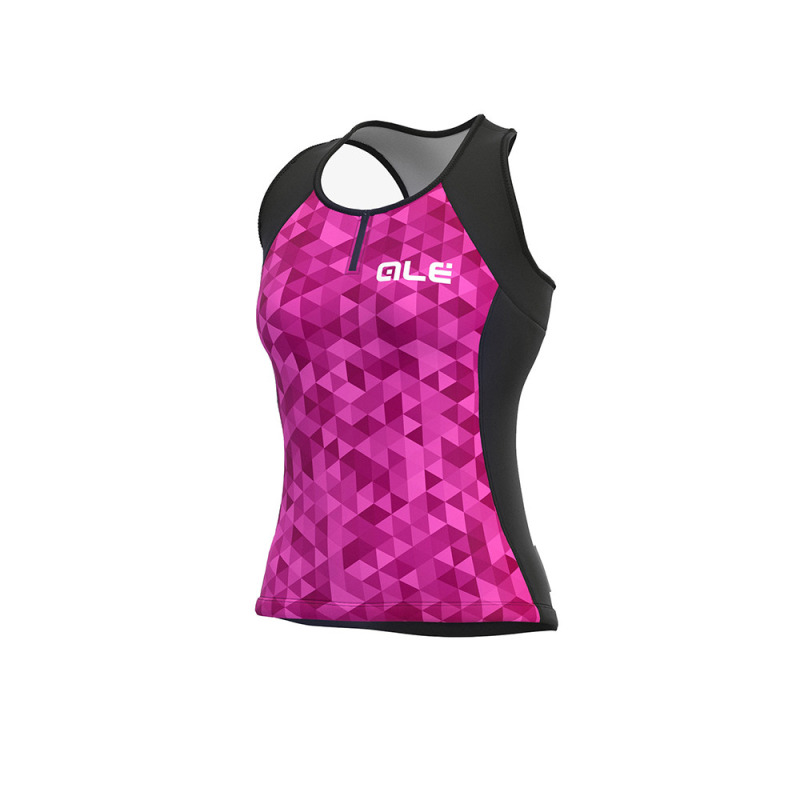 Letní cyklistický dámský dres bez rukávů Alé Cycling Solid Triangles Lady růžový