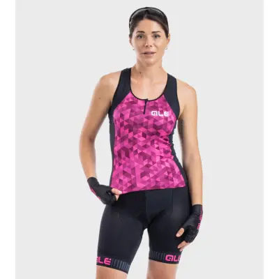 Letný cyklistický dámsky dres bez rukávov Alé Cycling Solid Triangles Lady ružový