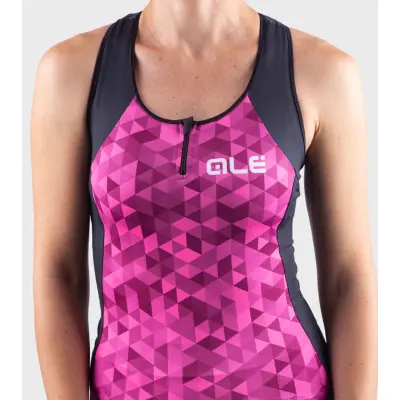 Letný cyklistický dámsky dres bez rukávov Alé Cycling Solid Triangles Lady ružový