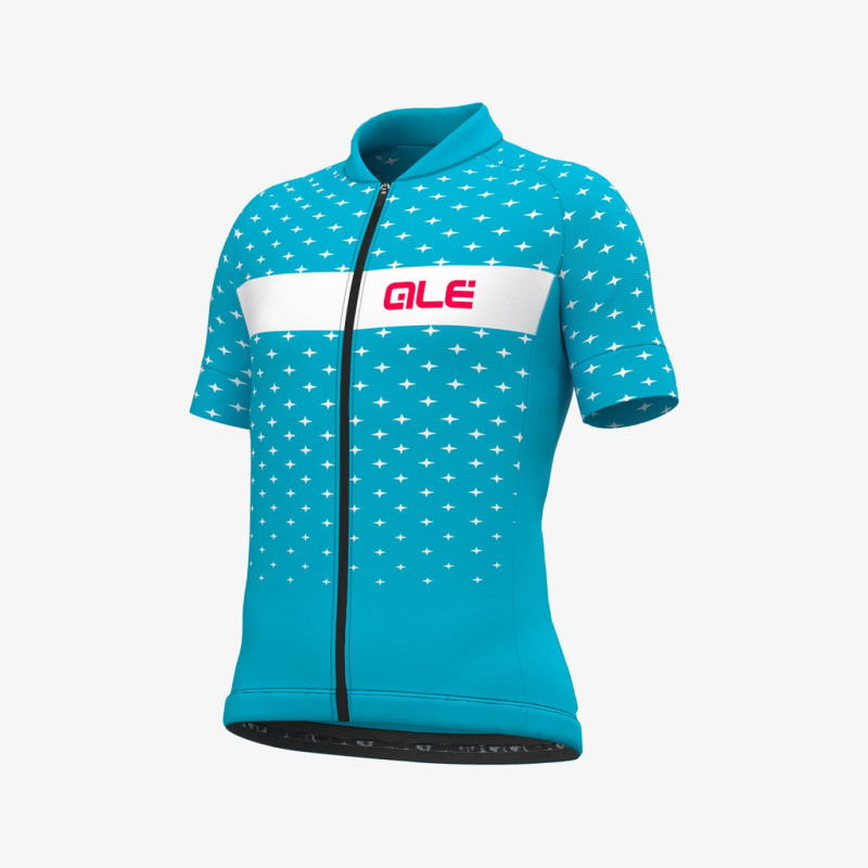 Letní cyklistický dres dětský Alé Cycling Bimbo Kid Stars tyrkysový