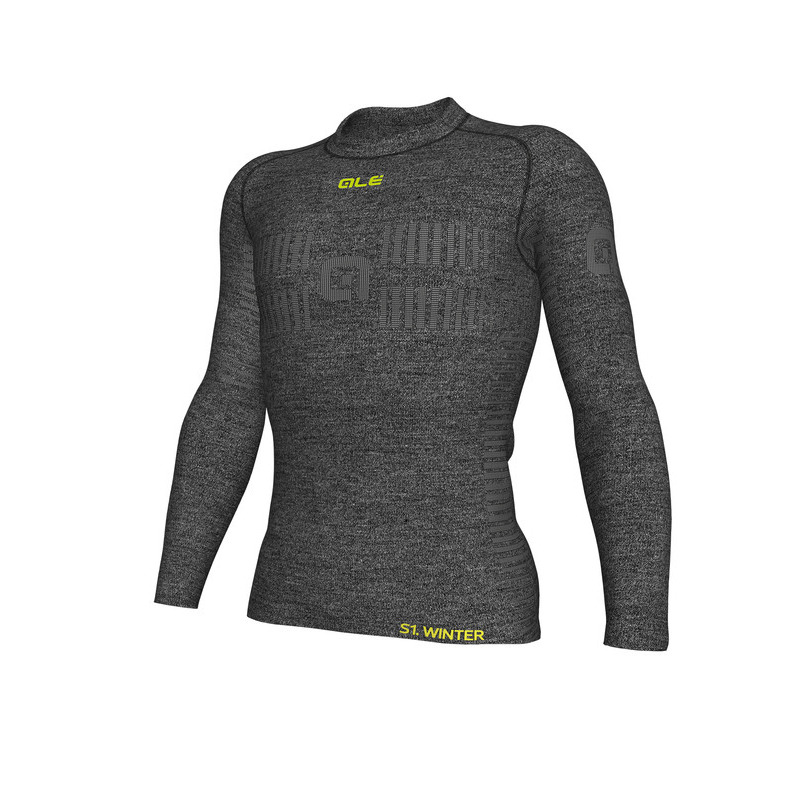 Zimní cyklistické funkční tričko pánské Alé Cycling Seamless Wool šedé