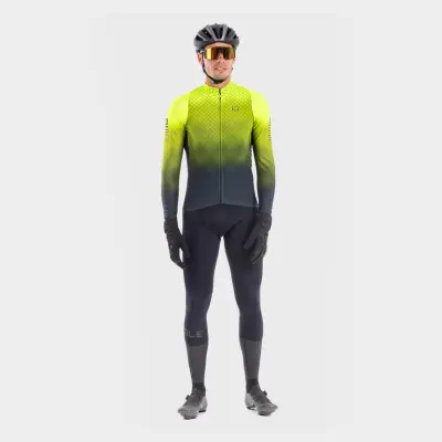 Zateplený cyklistický dres pánsky Alé R-EV1 Clima Protection 2.0 Velocity Wind G+ žltý