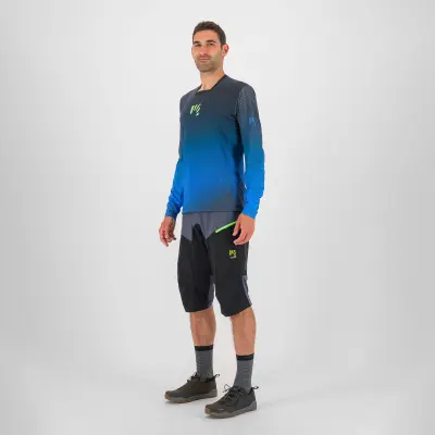 Karpos VAL DI DENTRO dres s dlhým rukávom Black/Indigo Bunting/Green Fluo