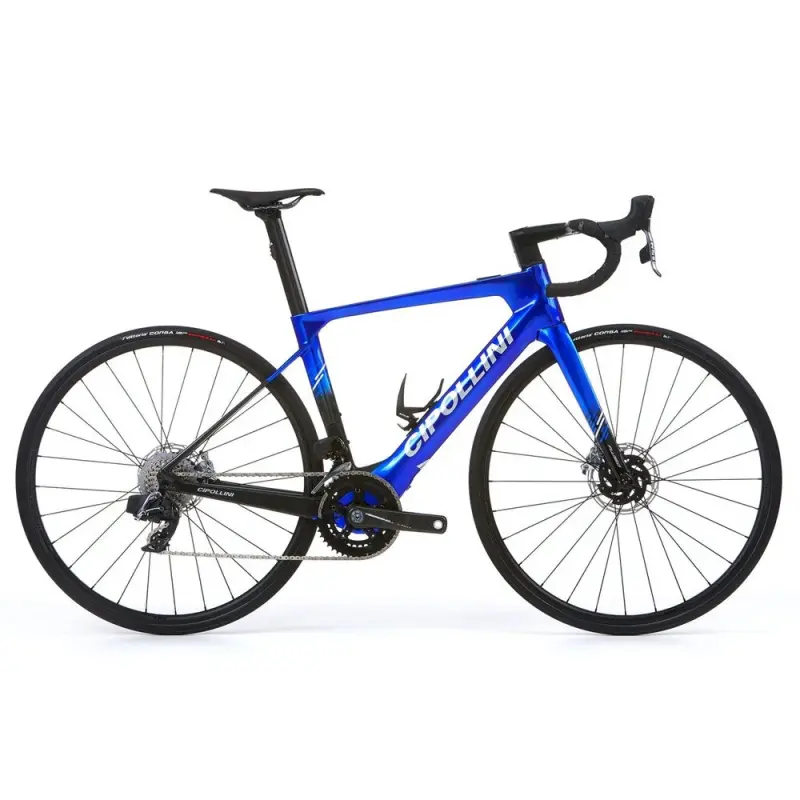 Elektrický cestný bicykel Cipollini Flusso Sram AXS s kotúčovými brzdami modrý