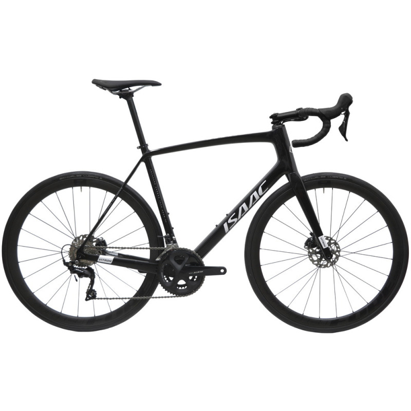 Cestný karbónový bicykel s kotúčovými brzdami Isaac Vitron Onyx Black 2023 Shimano 105 čierna